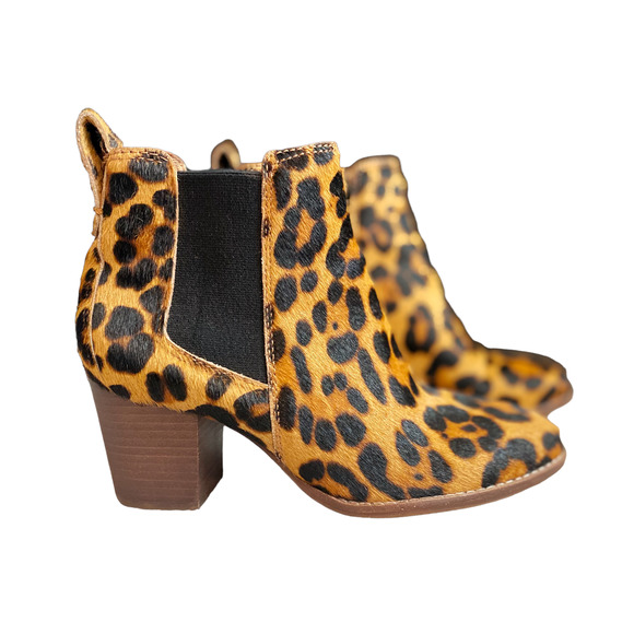 Madewell Brown Black Cheetah Print Booties Womens Size 5.5 - Picture 1 of 8